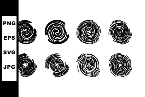 Abstract Black Spiral Swirl Vector Set W: Dynamic Design Energy
