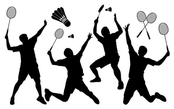 Badminton Player Silhouettes Vector Art: Dynamic Design Assets