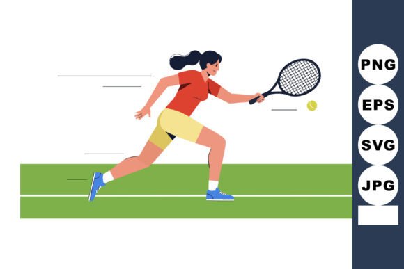 Capturing Athletic Motion: The Female Tennis Player Running to Hit Ball