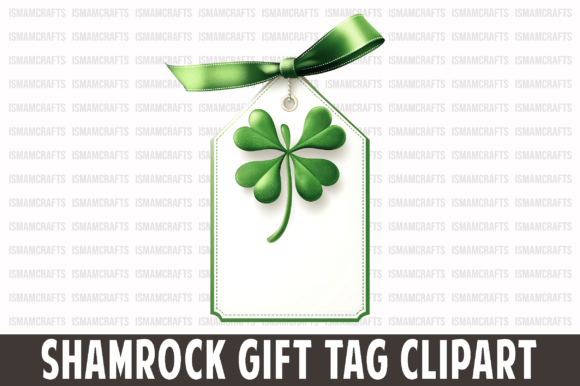 Celebrate St. Patrick's Day with Shamrock Gift Tag Clipart