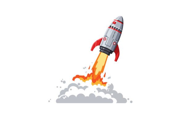 Dynamic Rocket Launch Vector Art for Creative Projects