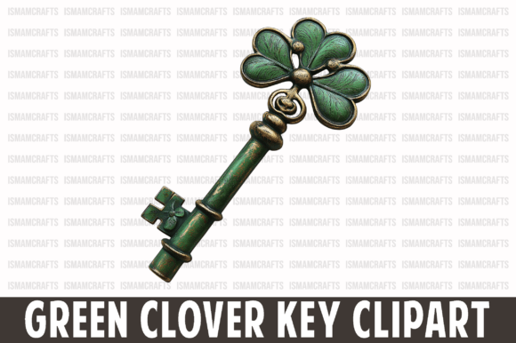 Green Clover Key Clipart: Your Lucky Design Asset