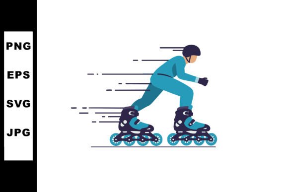Inline Skater Wearing Helmet and Protect: Dynamic Design Asset