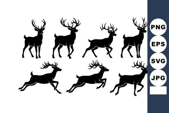 Silhouettes of Running and Standing Deer: A Designer's Guide