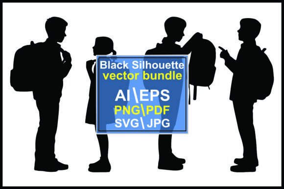 Silhouettes of Students Backpacks: A Dynamic Design Asset