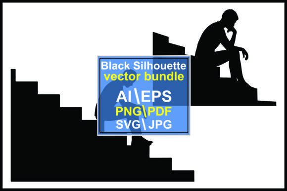 Silhouettes of Two Men Sitting on Stairs: A Design Asset for Contemplative Visuals