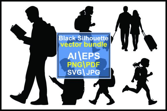 Silhouettes People Backpacks Luggage: Dynamic Visual Assets