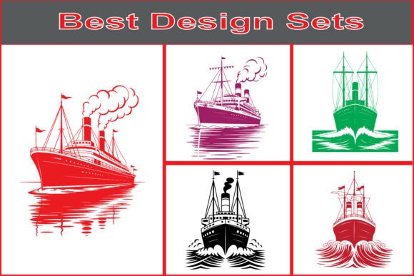 Timeless Nautical Graphics: The Retro Maritime Ship Vector Design Set