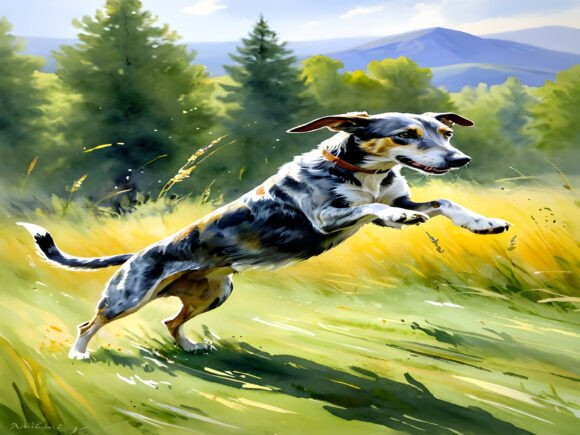 Whimsy in Motion: Wall Art a Painting of a Dog Running