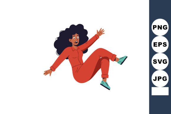 Woman Falling Down in Red Outfit with Te: A Dynamic Visual Asset